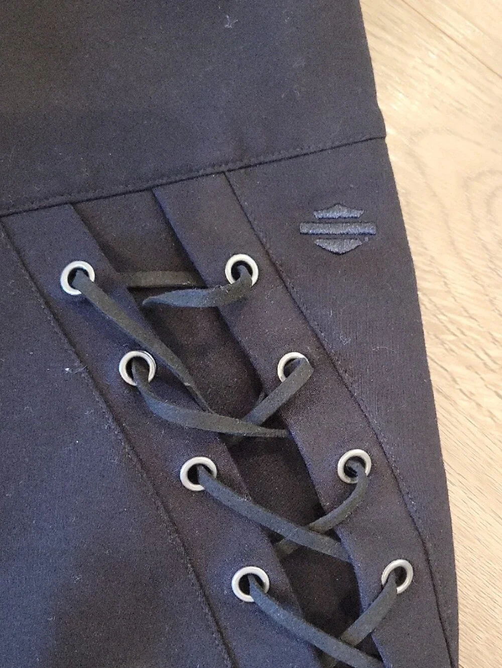 NWOT Harley-Davidson Black Lace-Up Side Eyelet Leggings